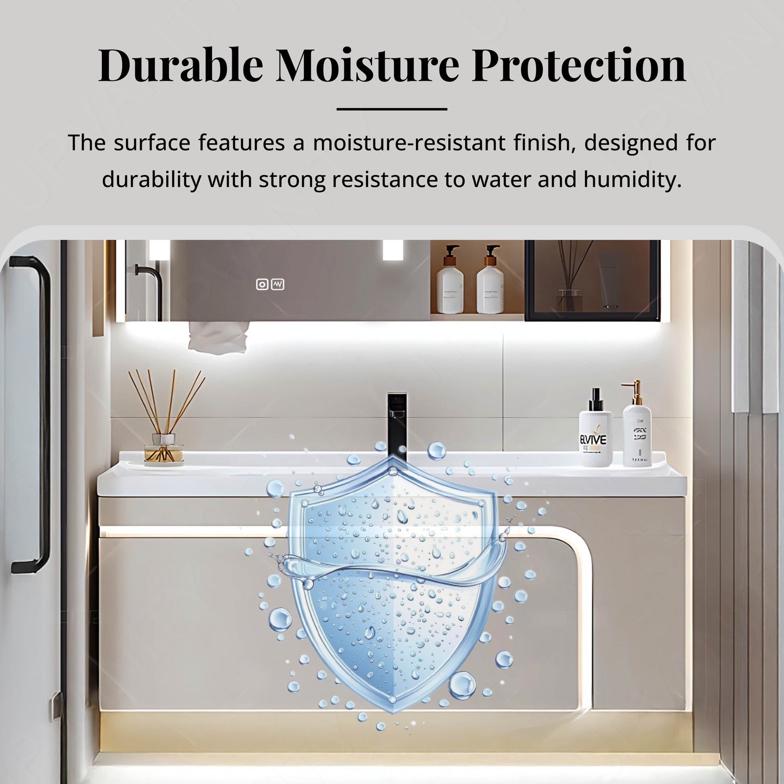 Elegant Bath Vanity Set, Beige, Glass Door, 36"- 60", Single, Floating, Sensor Light, Smart LED Mirror, Side Cabinet