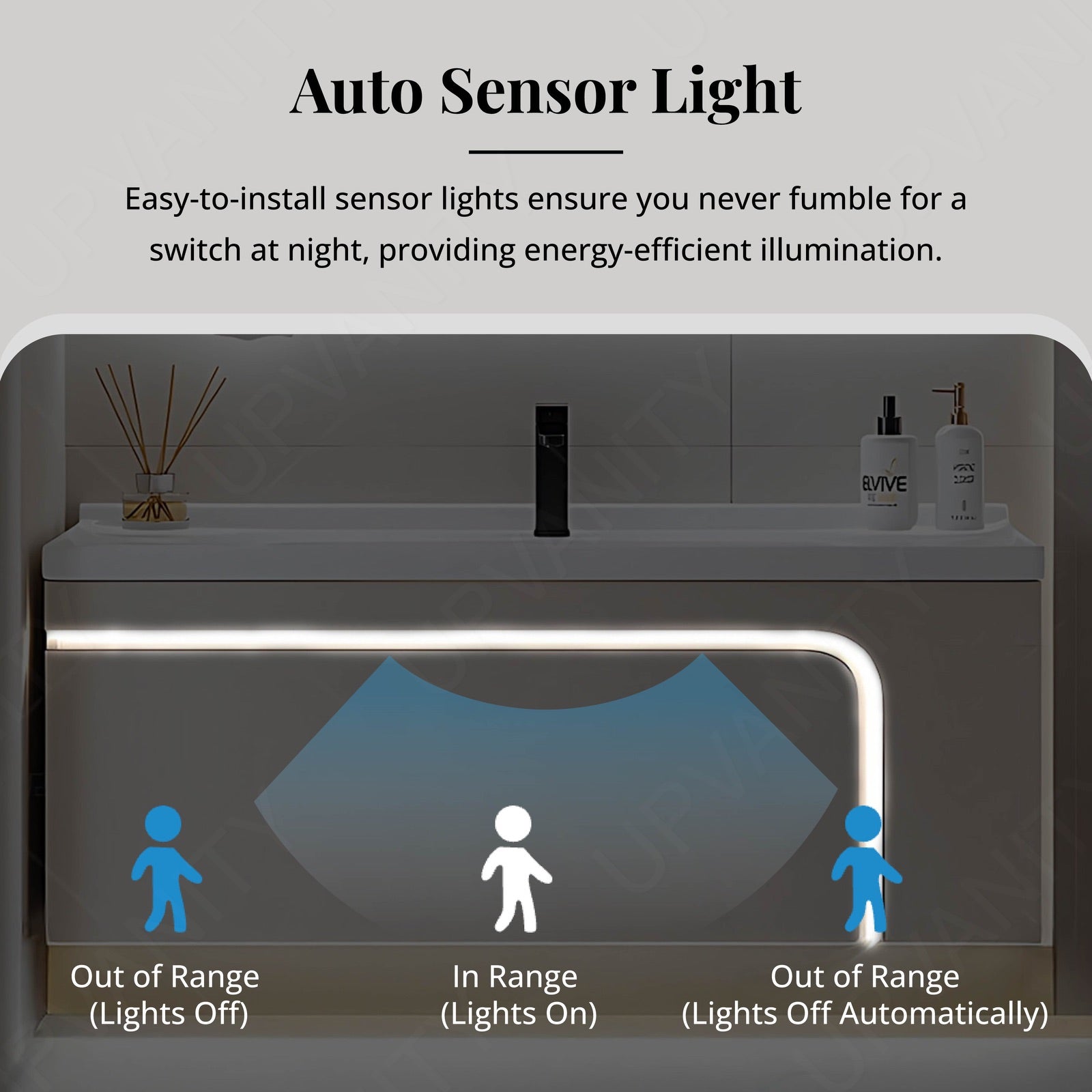 Elegant Bath Vanity Set, Beige, Glass Door, 36"- 60", Single, Floating, Sensor Light, Smart LED Mirror, Side Cabinet