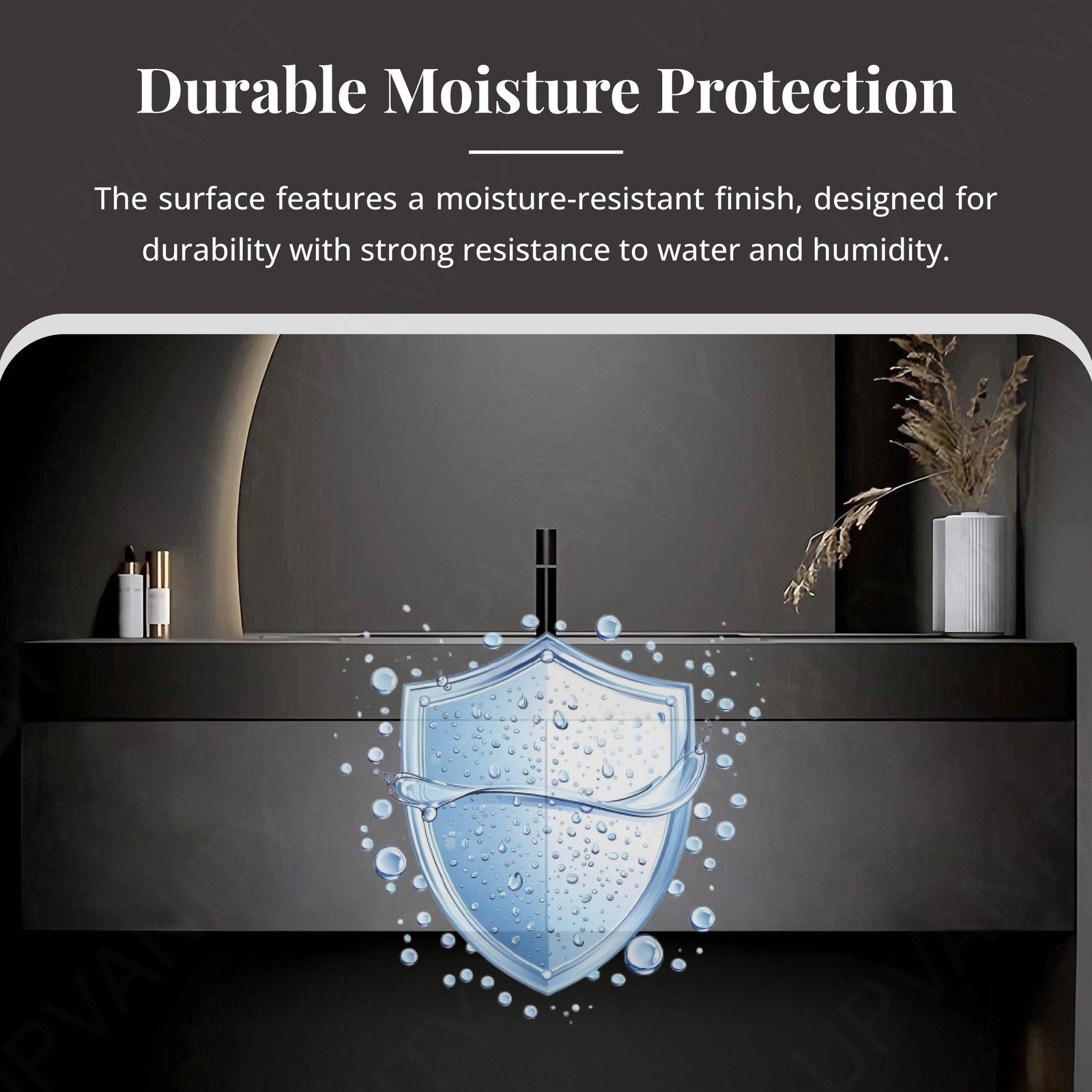 Elegant Bath Vanity Set, Black, Hidden Storage, 40"- 60", Single, Floating, Round Smart LED Mirror