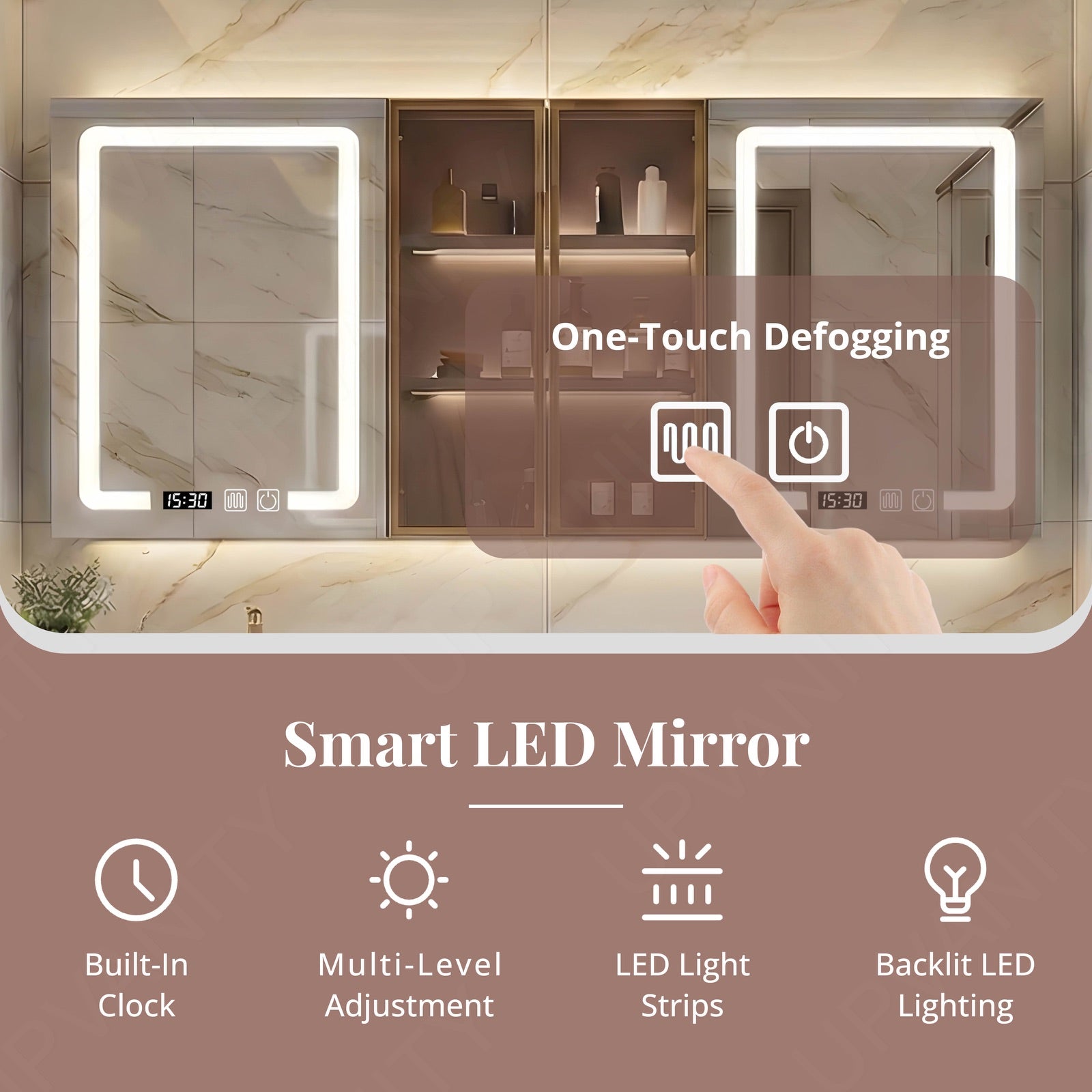 Led Set Design Luxury Bath Vanity Set, Pink, White Slate Top, 56