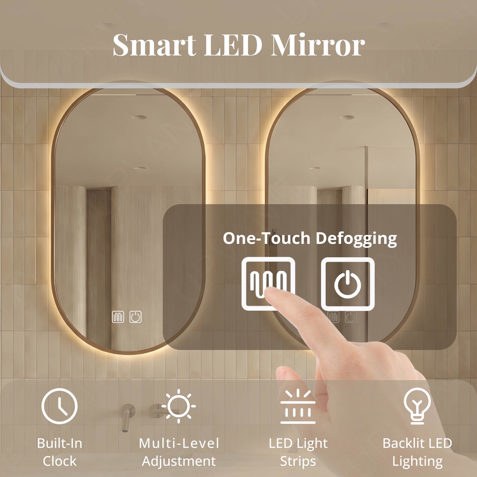 Modern Bath Vanity Set, Light Oak, Beige Travertine Top, 52"-78", Double, Floating, Smart LED Mirror
