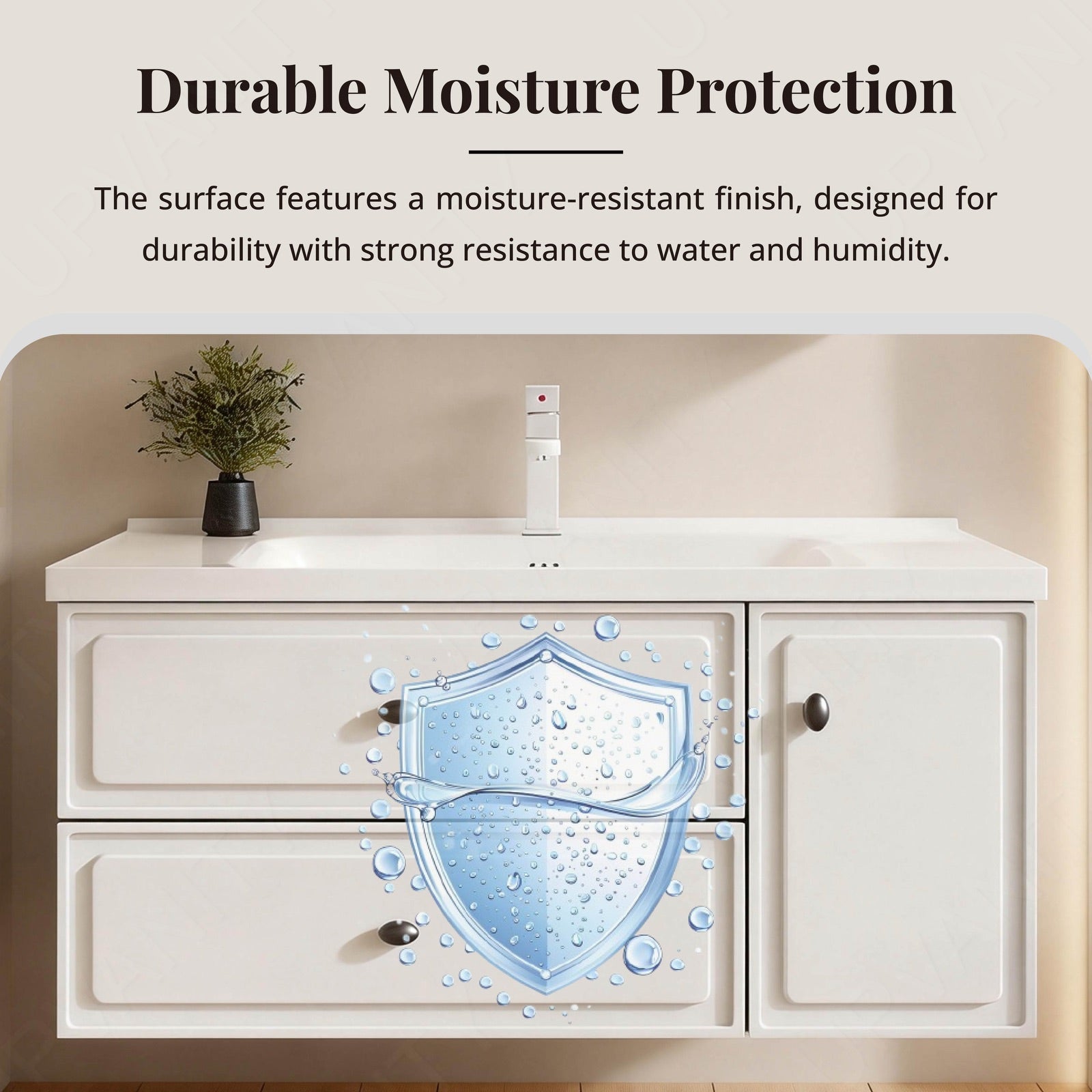 Modern Bath Vanity Set, White, Hidden Storage, 40"-56", Single, Floating, Smart LED Mirror, Rear Cabinet