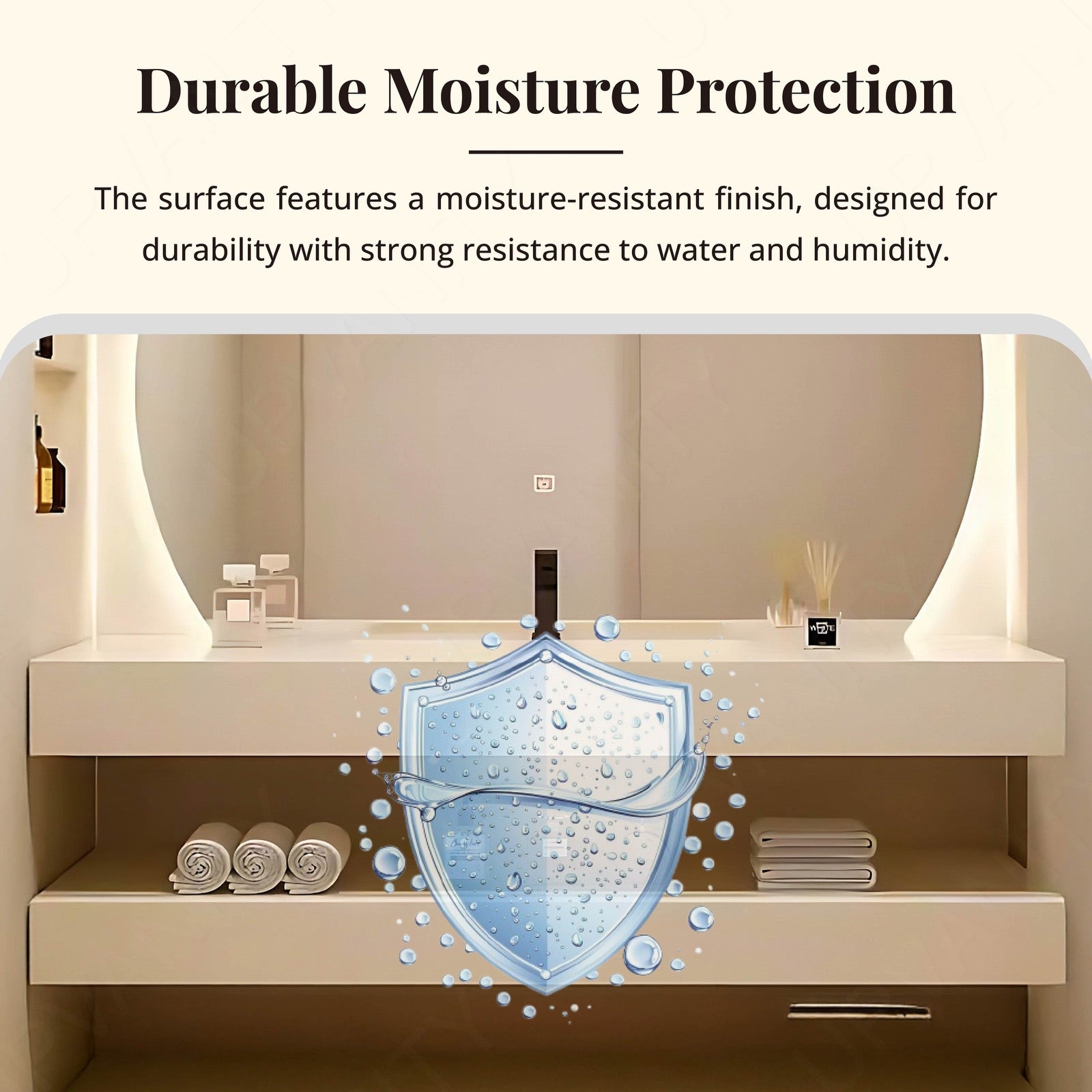 Modern Bath Vanity Set, White, Open Storage, 40"- 64", Single, Floating, Round Smart LED Mirror